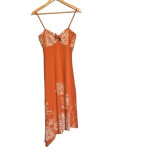 Vintage ROXY Quiksilver Floral Hawaiin Dress Orange Size Medium